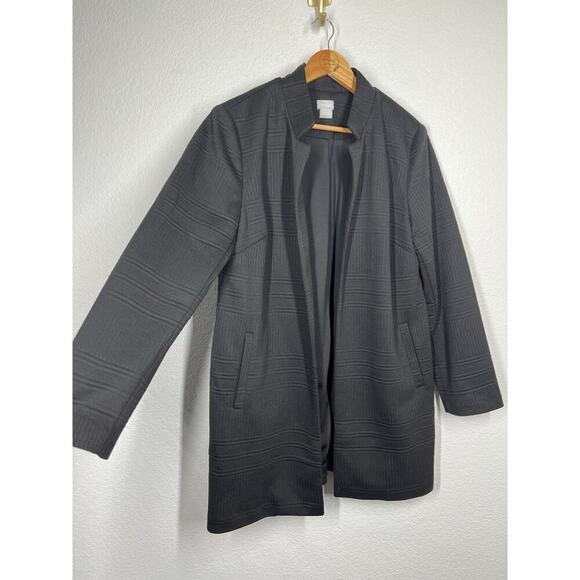 Chicos Black Textured Open Jacket Size 2 US 12/14 - Picture 3 of 5